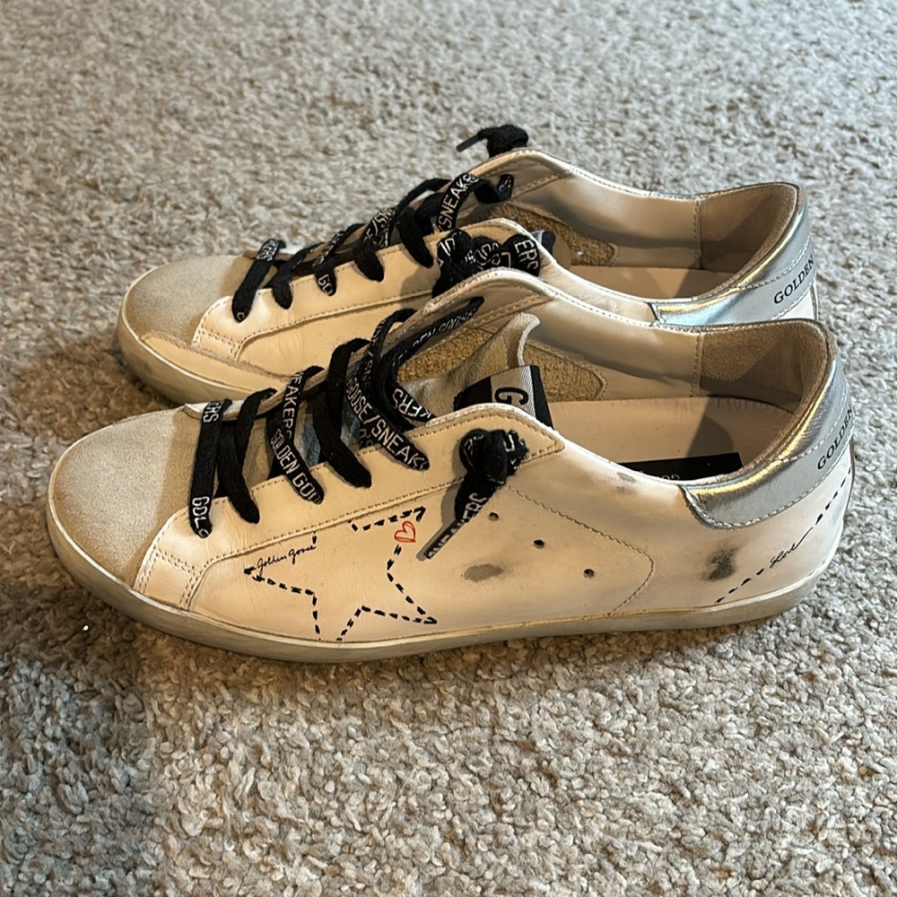 Golden goose white superstar sneakers with logo laces - Picture 3 of 10